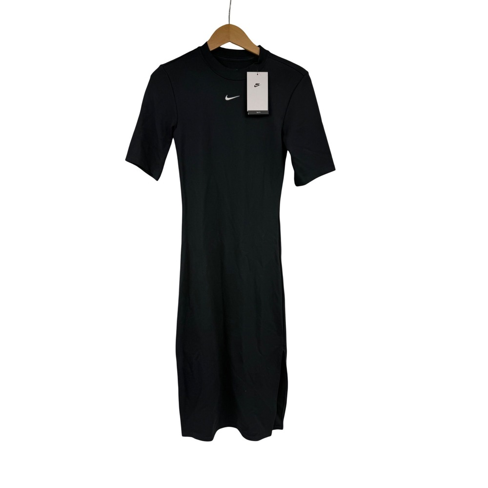 Nike DV787-010 Sportswear Essential Women's Tight Midi Dress Black XS New